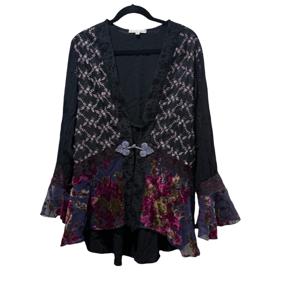 Spencer Alexis Kimono Top Women 14 Burnout Whimsigoth Fairy Witchy Jacket Y2K